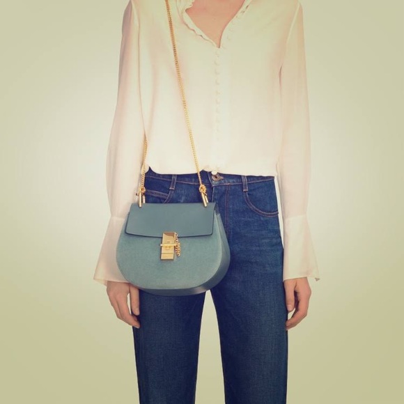 Chloe Mini Drew Bag in Cloudy Blue. - Picture 11 of 11